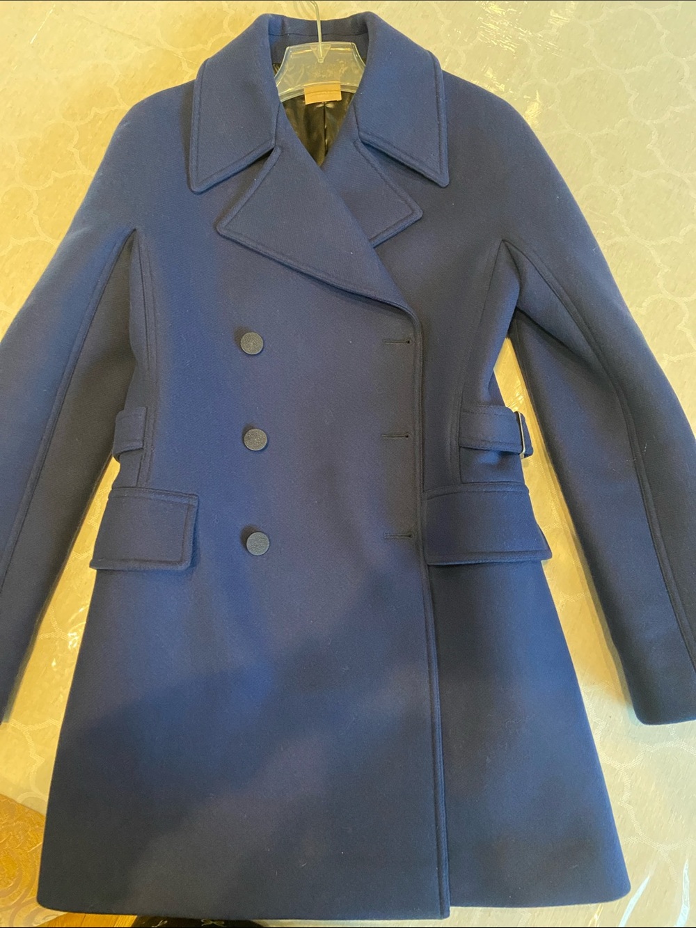 Barneys New York Navy Double-Breasted Wool Pea Coat Size 38